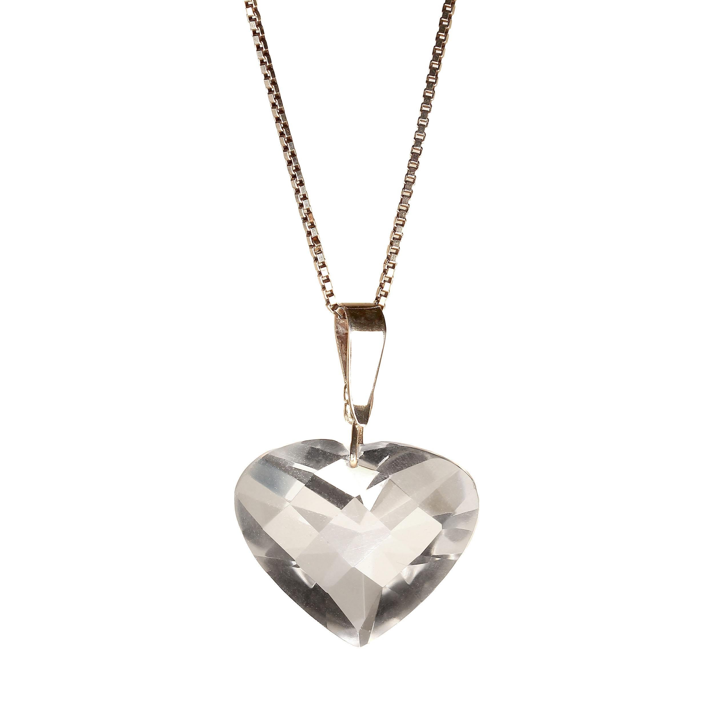 Artisan AJD 66 Carat Faceted Brazilian Quartz Crystal Heart   Great Gift!
