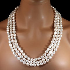 AJD 80 Inch Freshwater Iridescent White Pearl Infinity Necklace