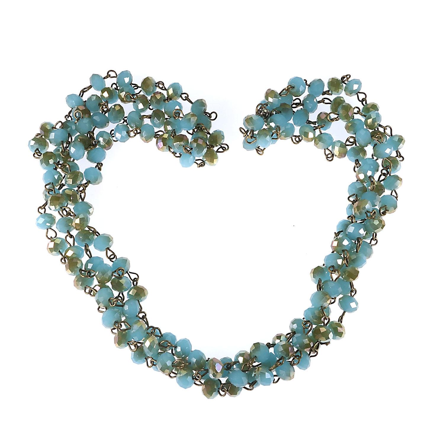 AJD Teal / Bronzy Crystal Bead Necklace  Great Gift! For Sale 2