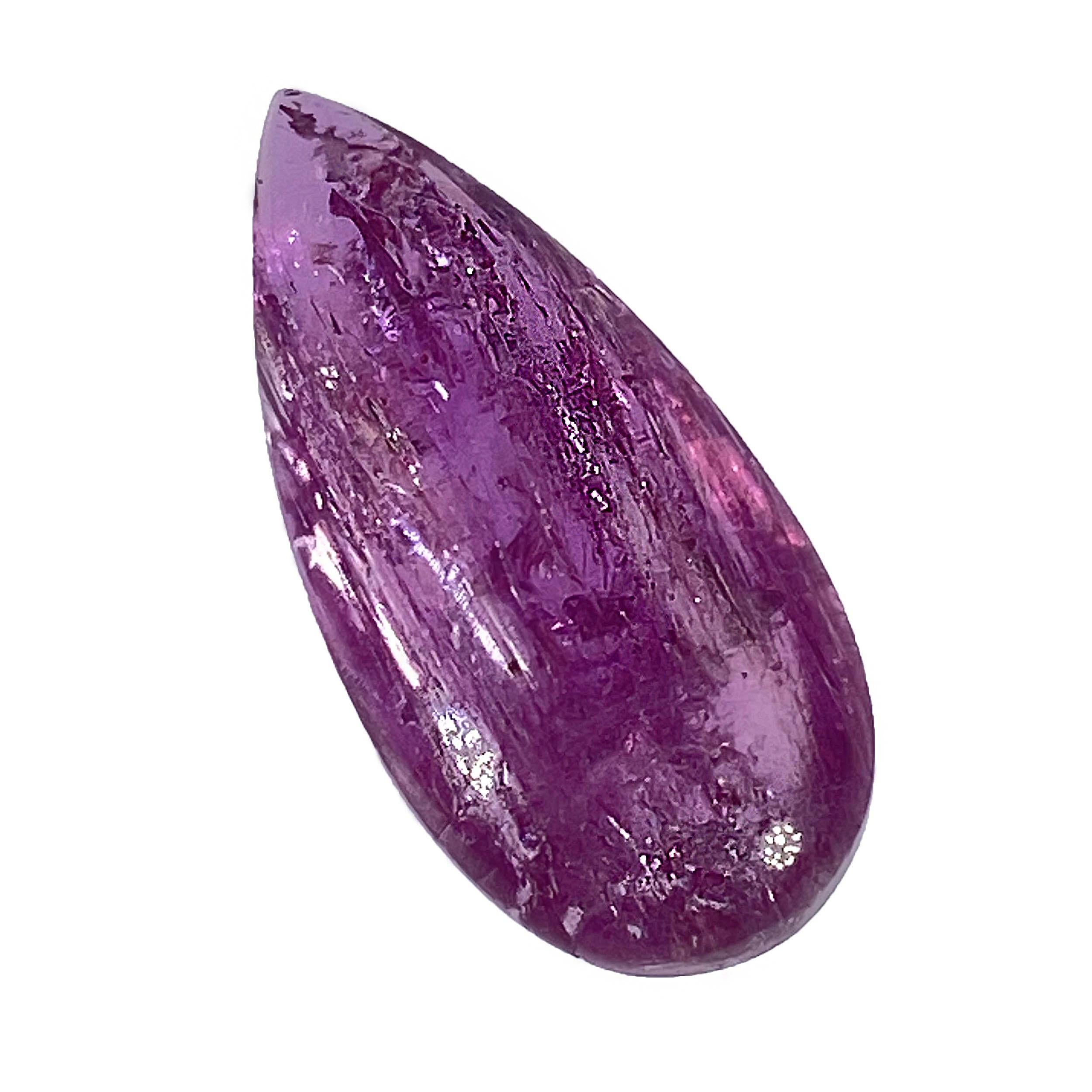 AJD 8.7Ct brasilianischen Violett/Rosa Cabochon Teardrop Turmalin im Angebot 5