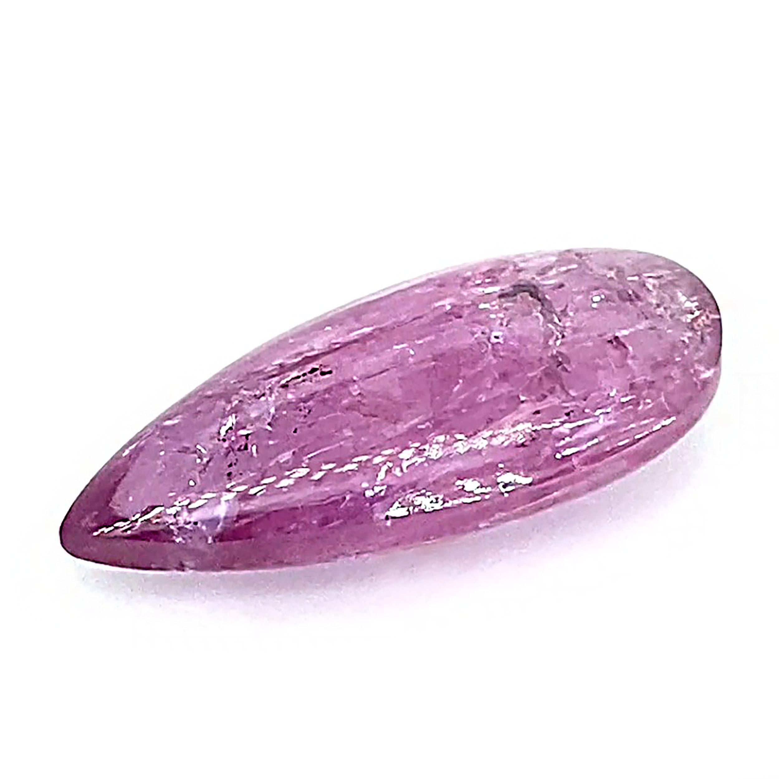 AJD 8.7Ct Brazilian Violet/Pink Cabochon Teardrop Tourmaline In Excellent Condition For Sale In Raleigh, NC