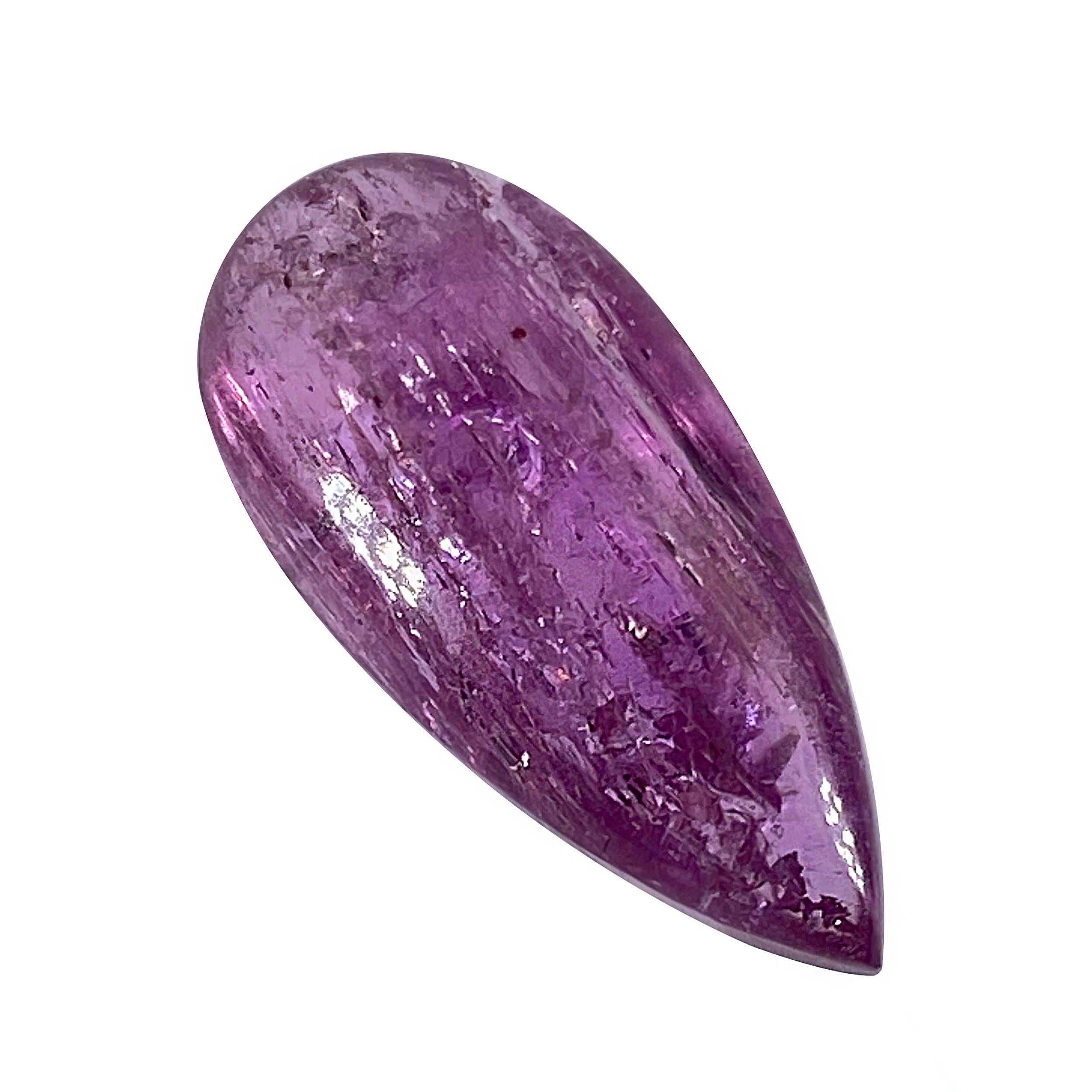 AJD 8.7Ct brasilianischen Violett/Rosa Cabochon Teardrop Turmalin im Angebot 3