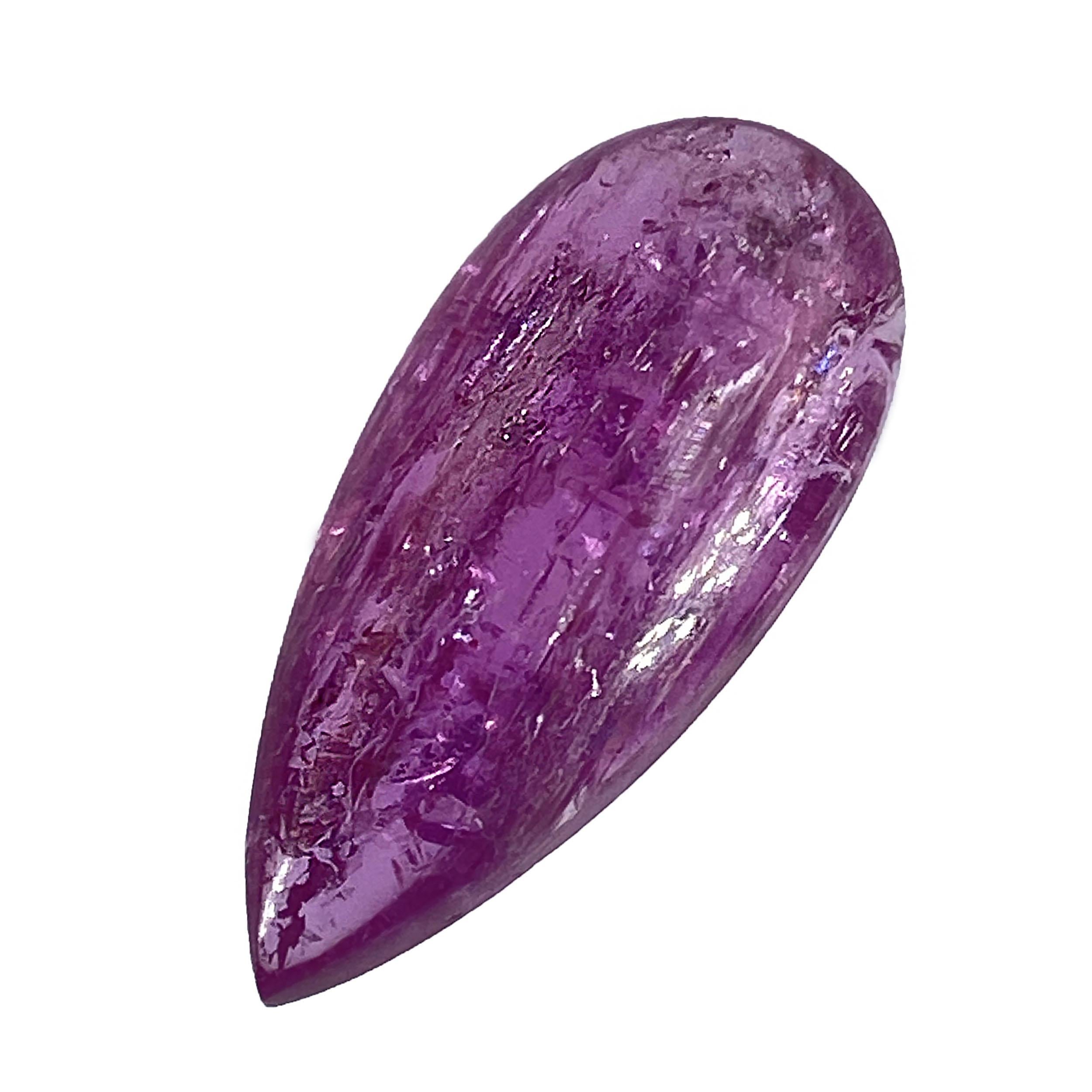 AJD 8.7Ct brasilianischen Violett/Rosa Cabochon Teardrop Turmalin im Angebot 4