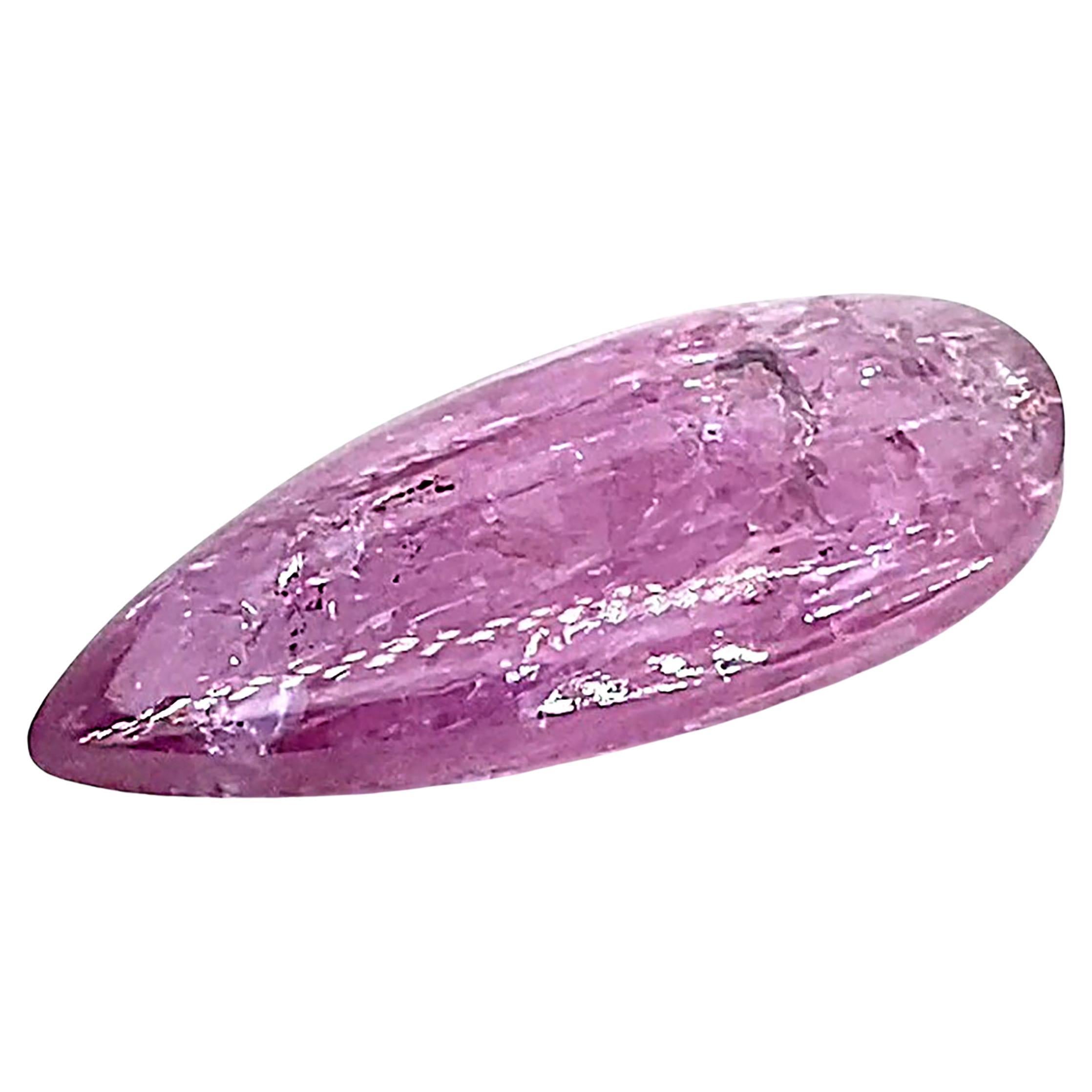 AJD 8.7Ct Brazilian Violet/Pink Cabochon Teardrop Tourmaline For Sale