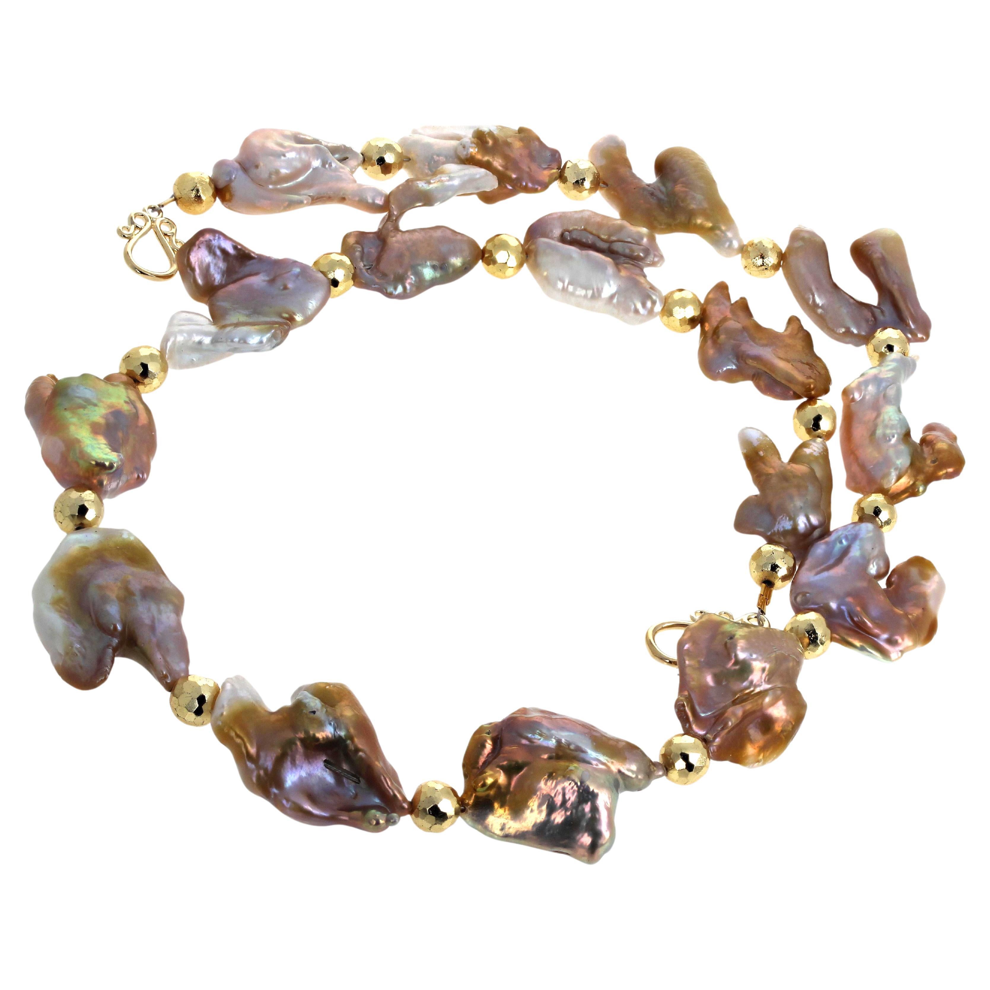 AJD Absolutamente Glorioso "Stand-out" REAL Pavo Real Perlas 22 1/2" Collar