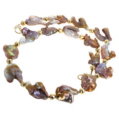 AJD Absolutamente Glorioso "Stand-out" REAL Pavo Real Perlas 22 1/2" Collar