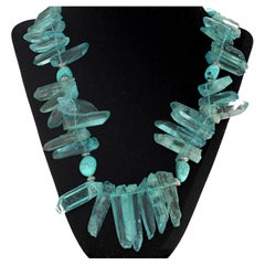 AJD Absolutely HUGE Dramatic REAL Aquamarines & Turquoise 21" Necklace