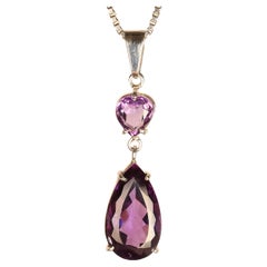 AJD Amethyst Teardrop Topped with Heart Amethyst Pendant     February Birthstone