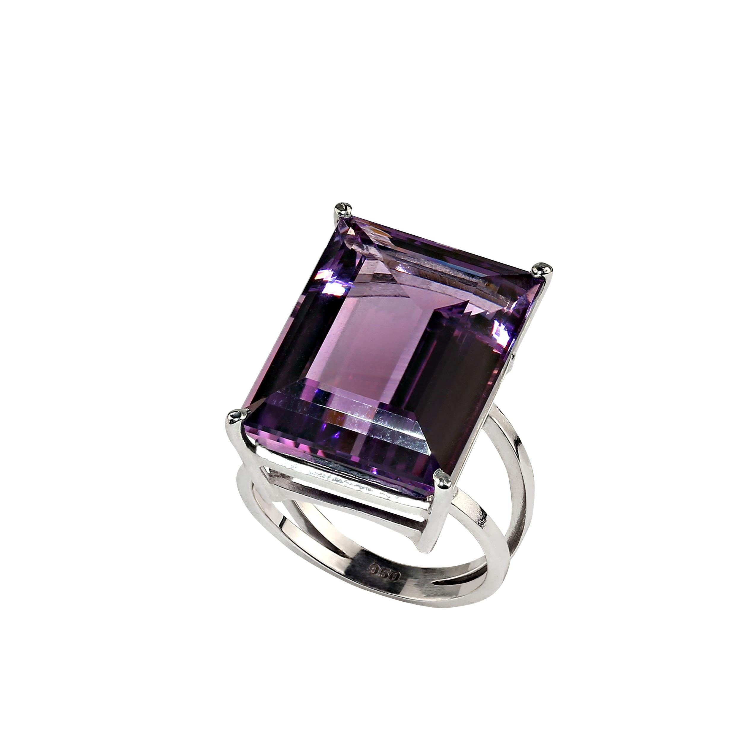 Artisan AJD Awesome Amethyst and Sterling Silver Handmade Ring For Sale