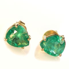 AJD Awesomely Elegant Emerald Earrings in 18K Yellow Gold