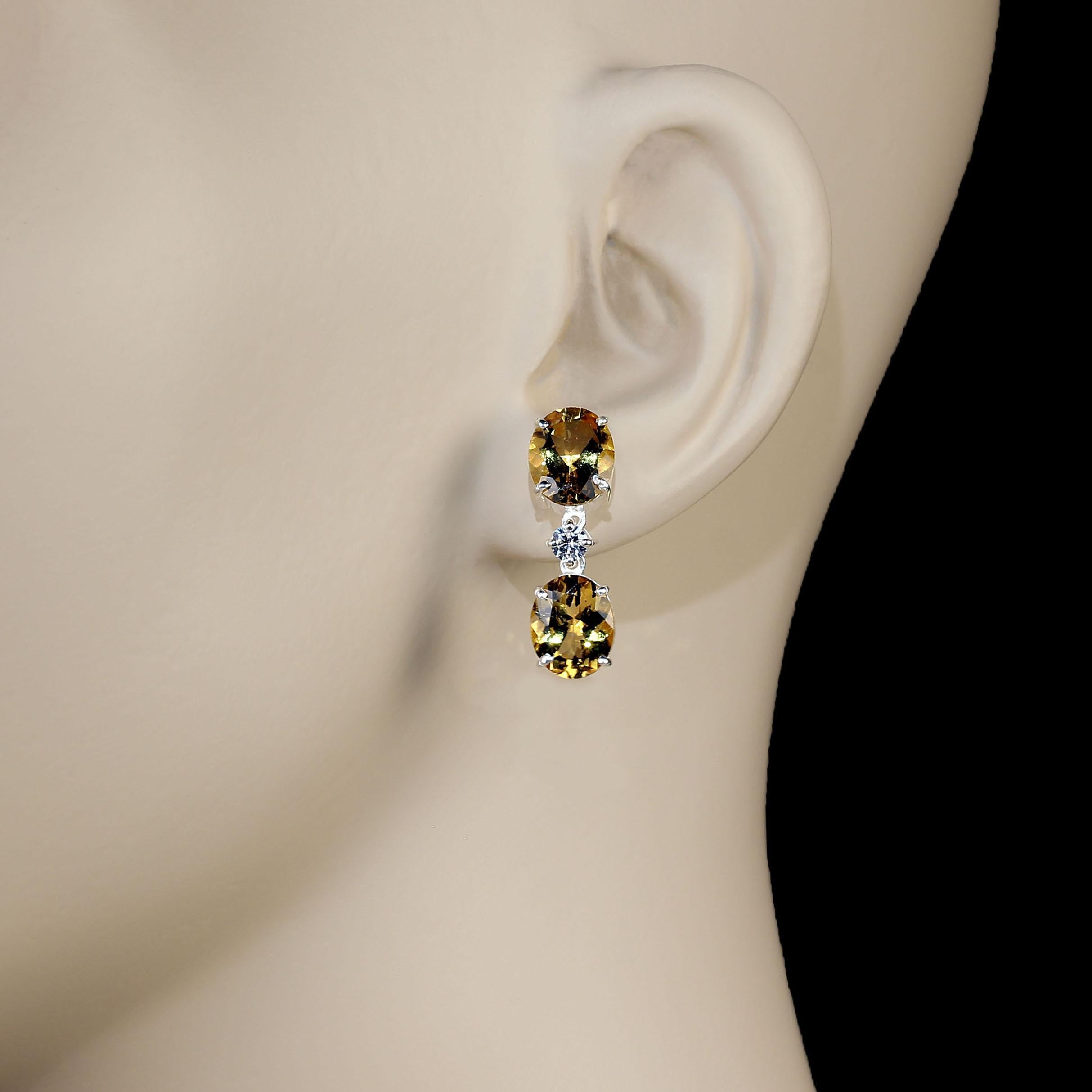 AJD Beautiful Beryl Drop Earrings in Sterling Silver with Gold Rhodium For Sale 1