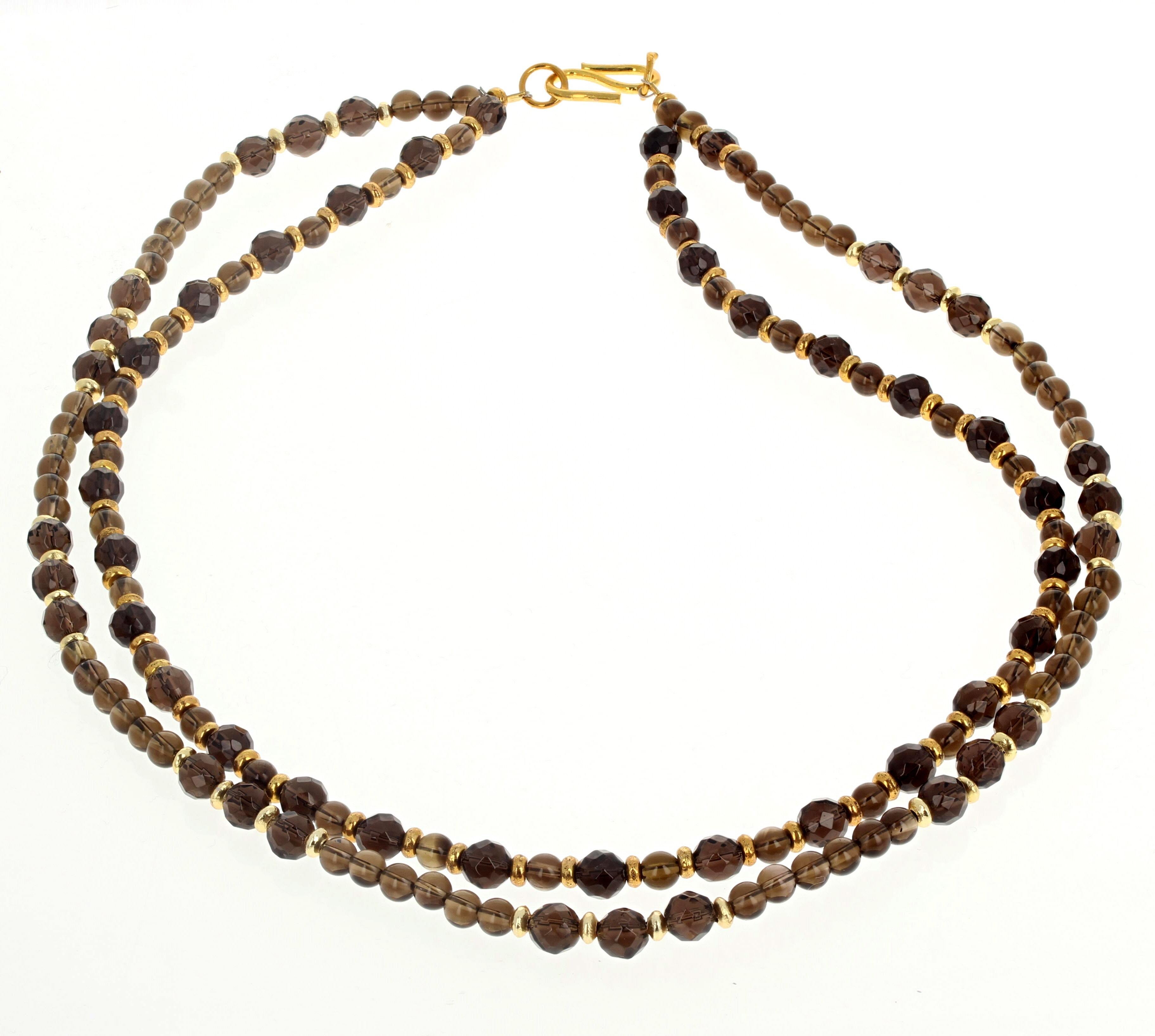 Mixed Cut AJD Beautiful Elegant Double Strand Smoky Quartz 17