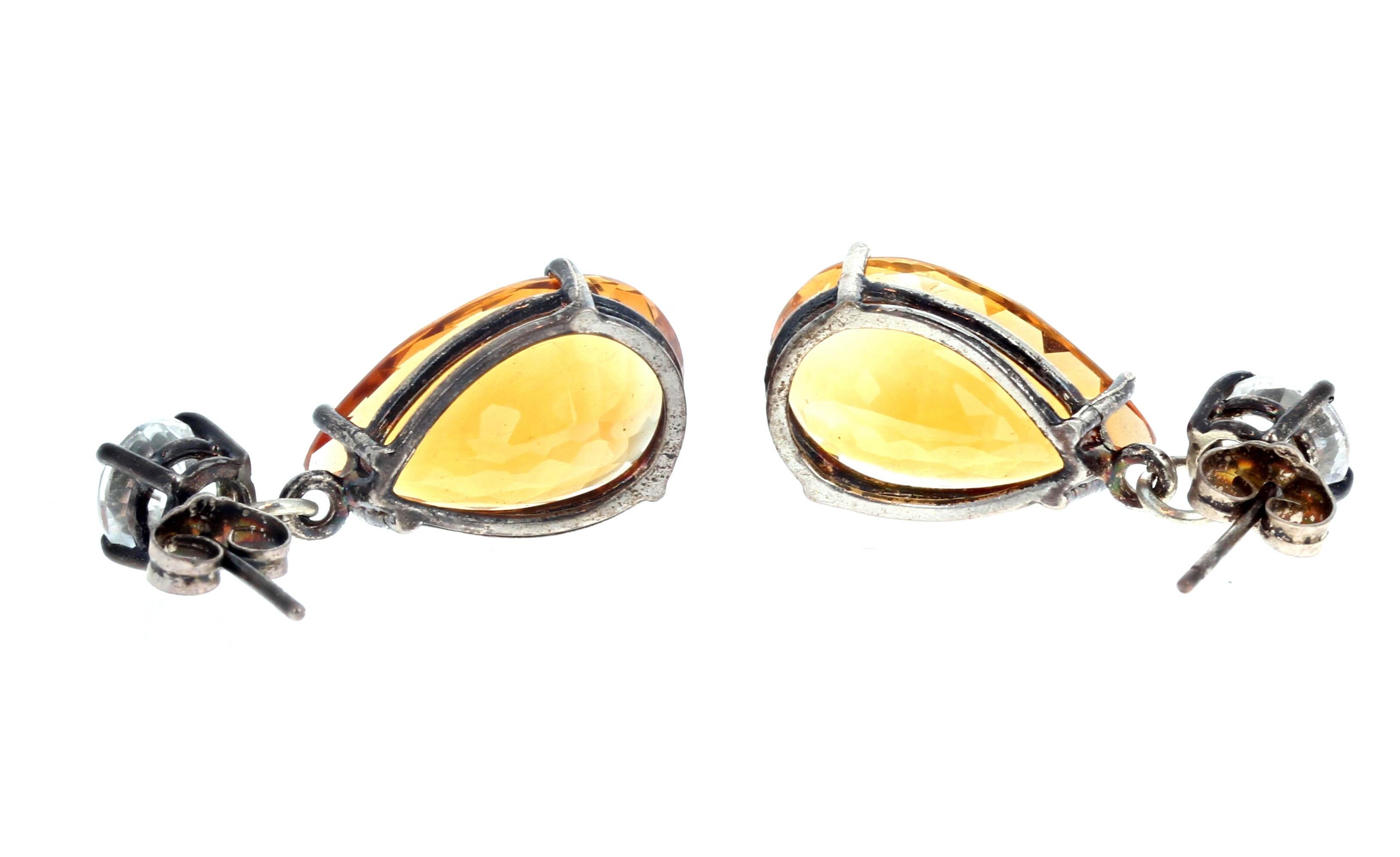 Women's or Men's AJD Beautiful Glittering Citrine and Natural White Zircon Earrings For Sale