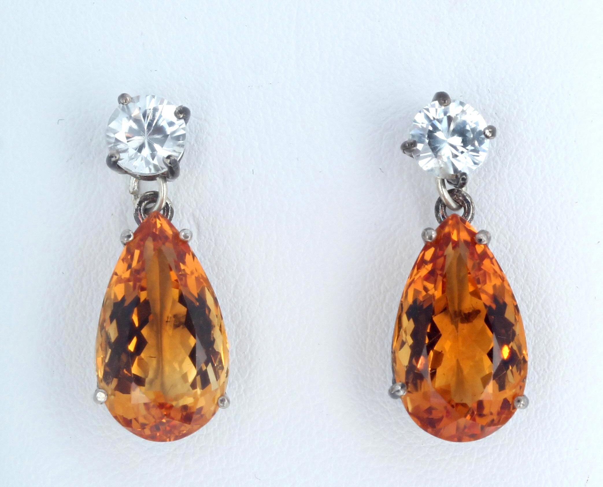 AJD Beautiful Glittering Citrine and Natural White Zircon Earrings For Sale 1