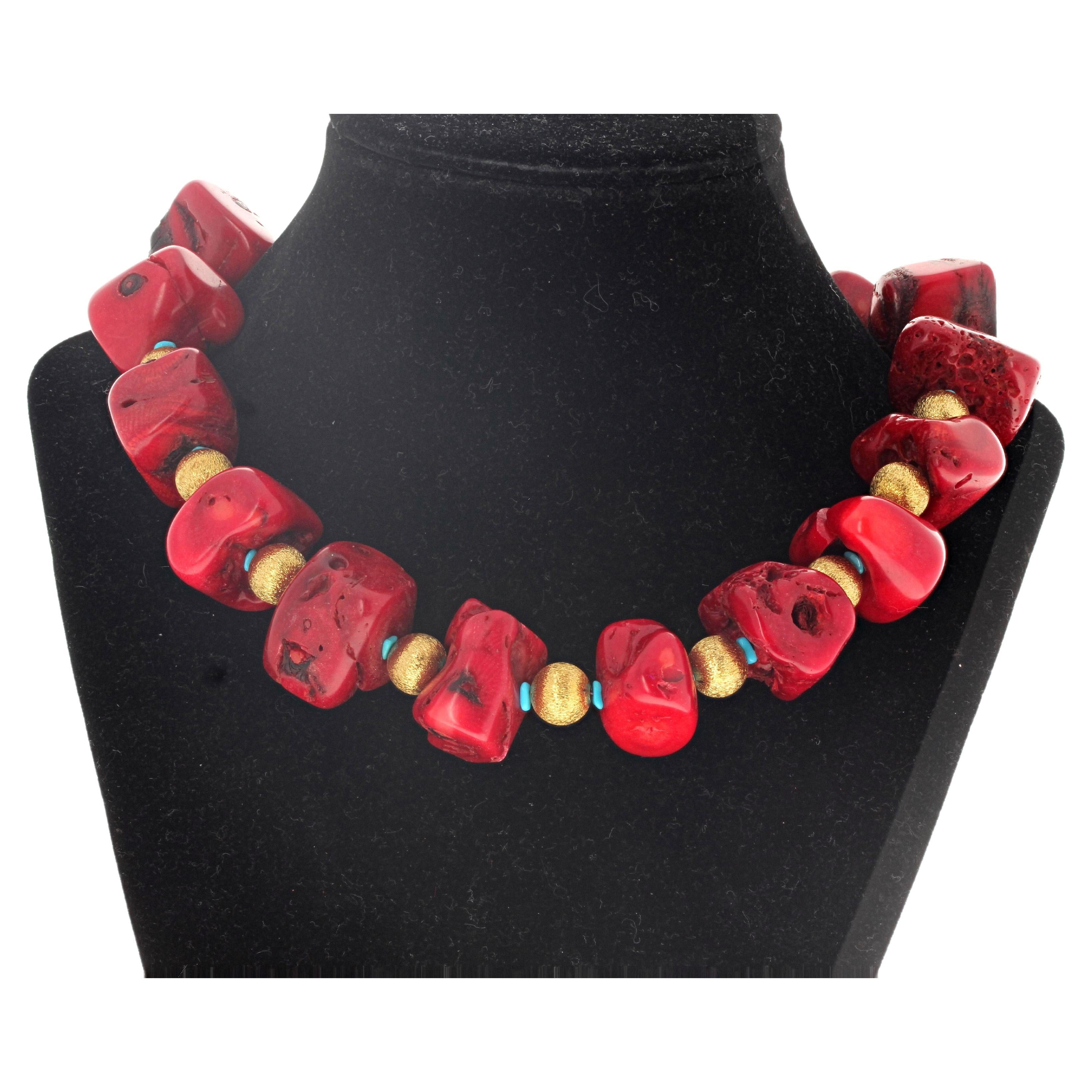 AJD Goldy Rondels Enhance Beautiful Elegant Natural Bamboo Coral 17" Necklace