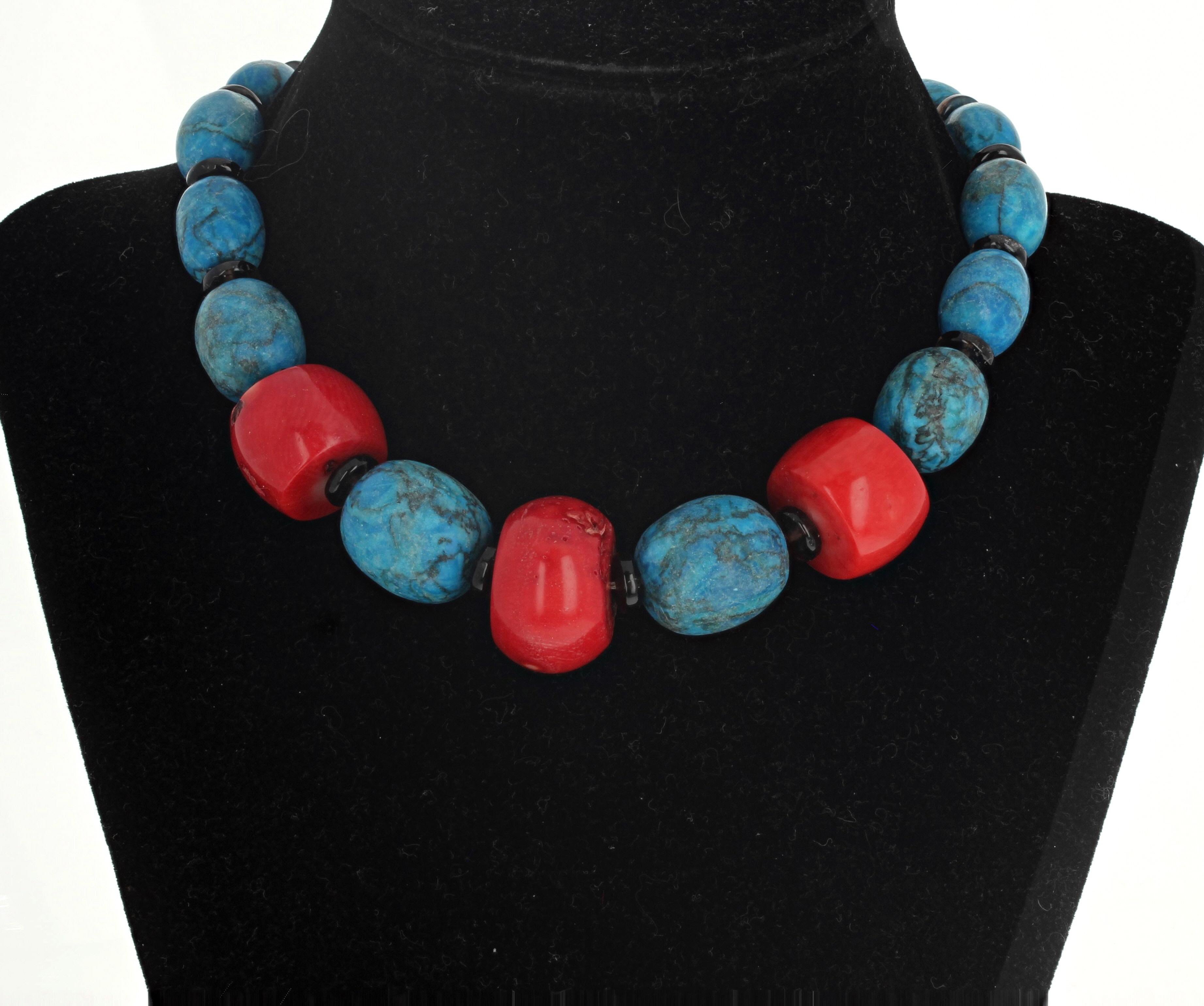 AJD Beautiful Natural Coral & Very Blue Turquoise 15