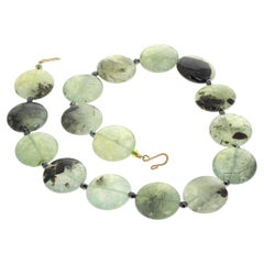 AJD Beautiful Natural Dramatically Artistic Real Prehnite Rondels Necklace