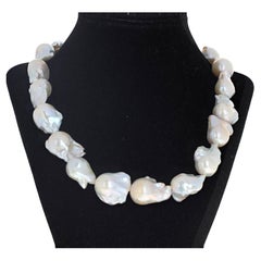 AJD Beautiful Natural Huge Baroque Pearl Necklace