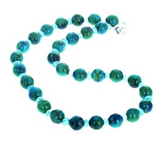 AJD Beautiful Natural Real Azurite and Real Apatite 19" Necklace