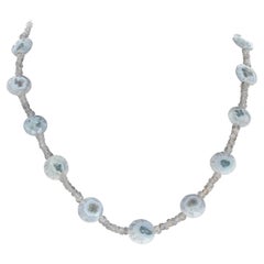 AJD Natural Beautiful White & Dark Green Real Chrysoprase 22 1/2" Necklace