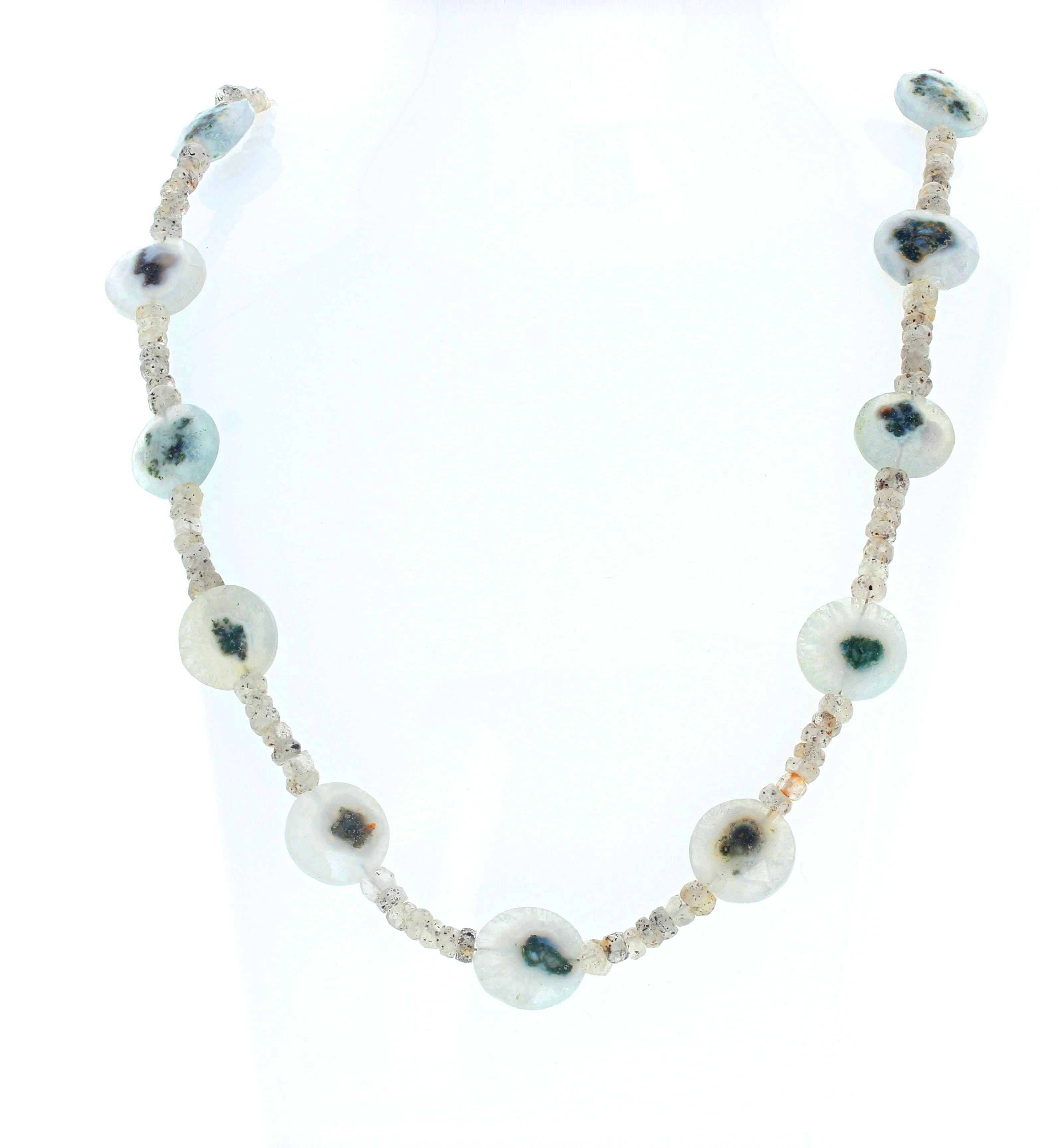 AJD Beautiful Natural White & Dark Green Real Chrysoprase 22 1/2