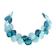 AJD Hermoso Collar de Amazonita Real y Cristal de 16" de Doble Filamento