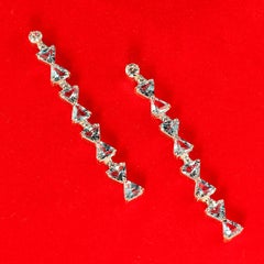 Dazzling 9.55ct Blue Topaz Dangle Earrings with Zircon in Silver