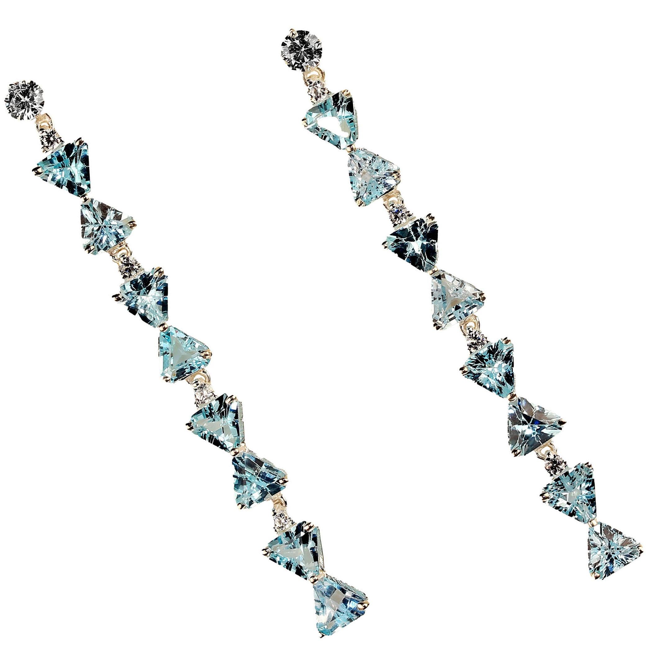 Women's or Men's AJD Bedazzling Blue Topaz Dangle and Sterling Silver Earrings For Sale