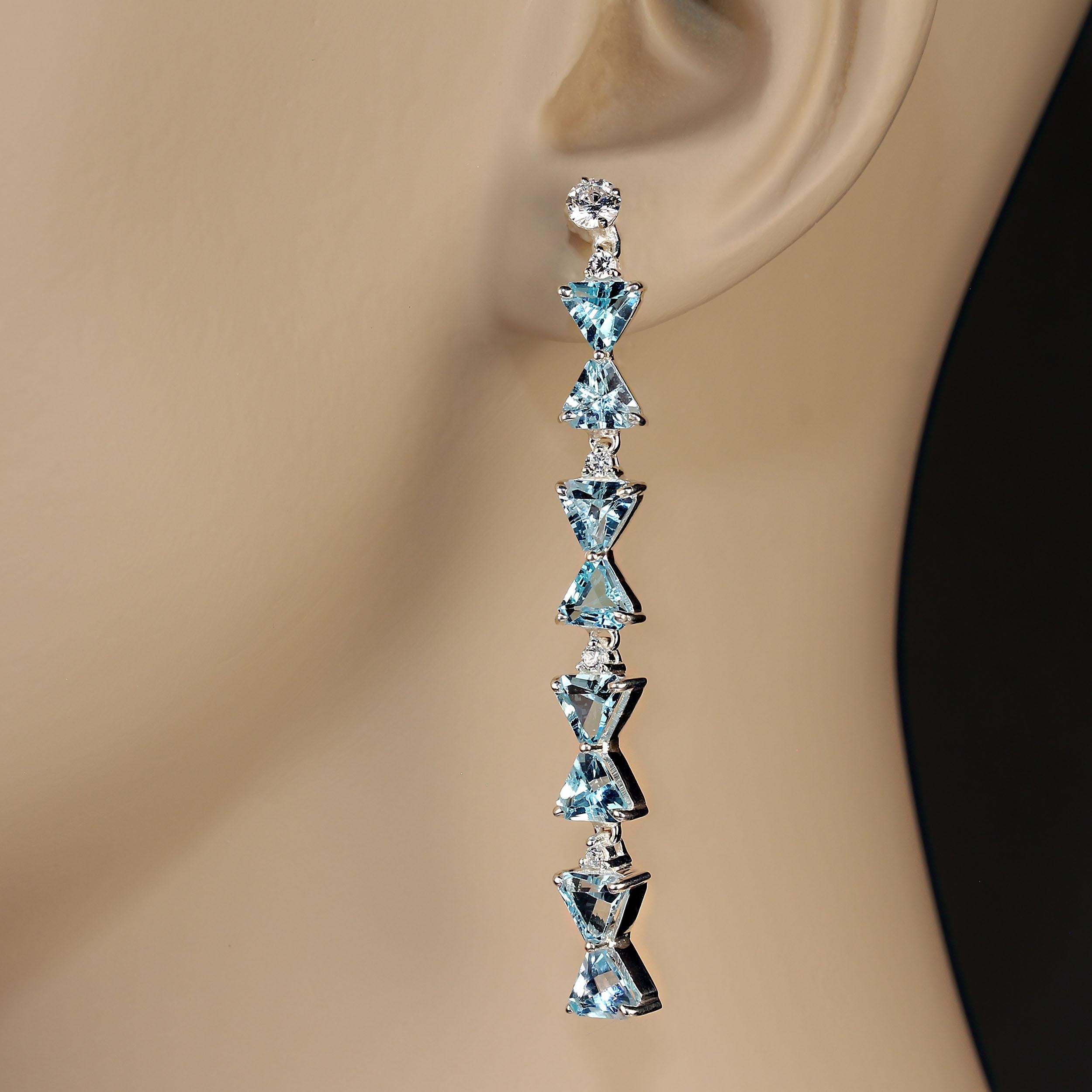 AJD Bedazzling Blue Topaz Dangle and Sterling Silver Earrings For Sale 2