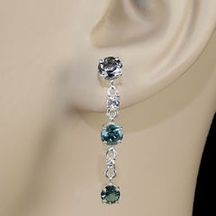 Pendientes de gota de turmalina azul y plata de ley AJD