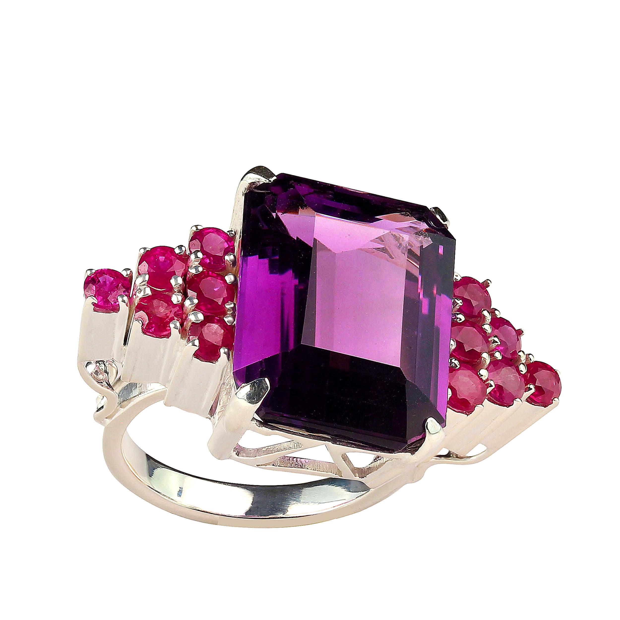 AJD Atrevido y Emocionante Anillo de Cena Amatista y Rubí     Piedra de nacimiento de febrero en venta 3