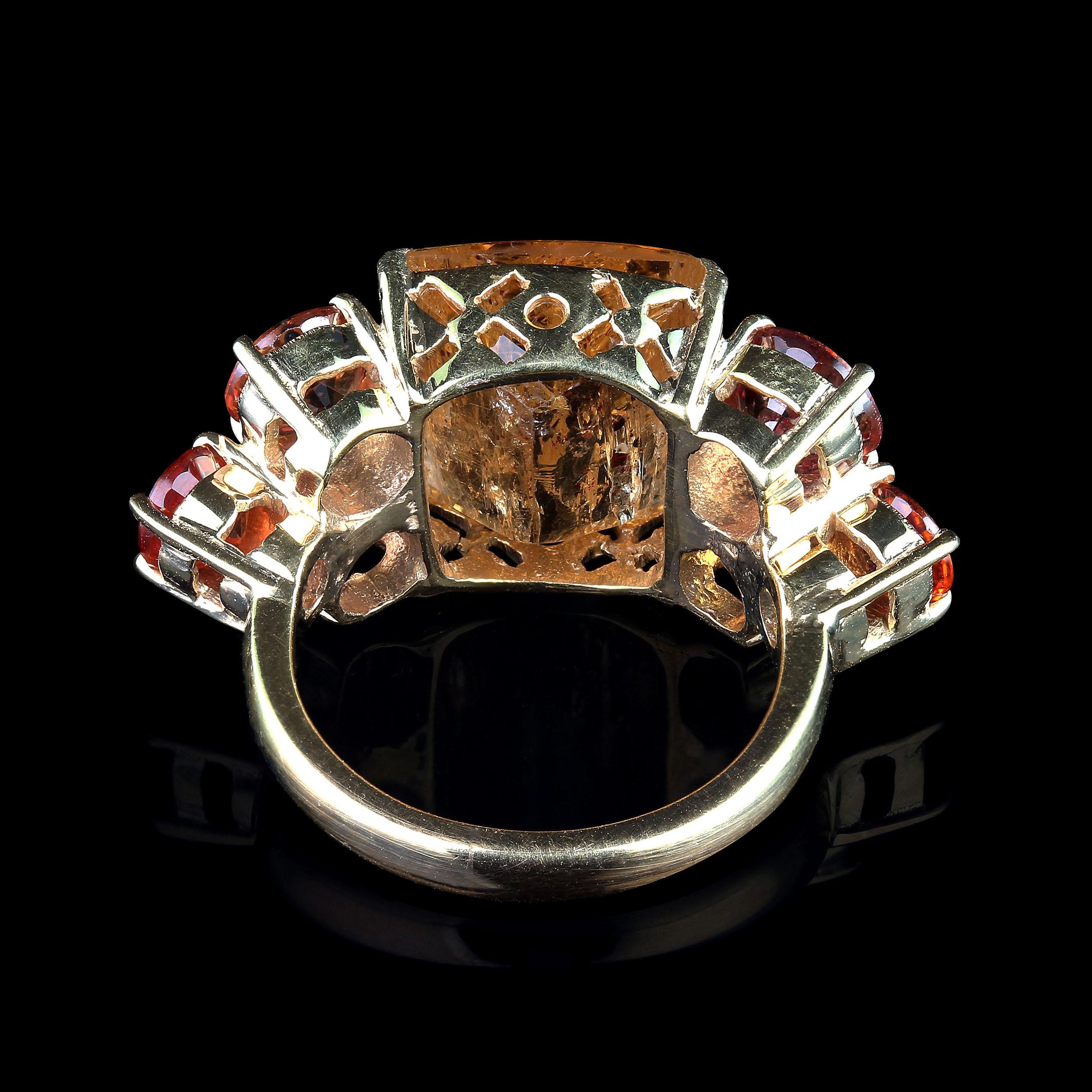 Women's or Men's AJD Bold Dinner Ring of Imperial Topaz and Songea Sapphires For Sale