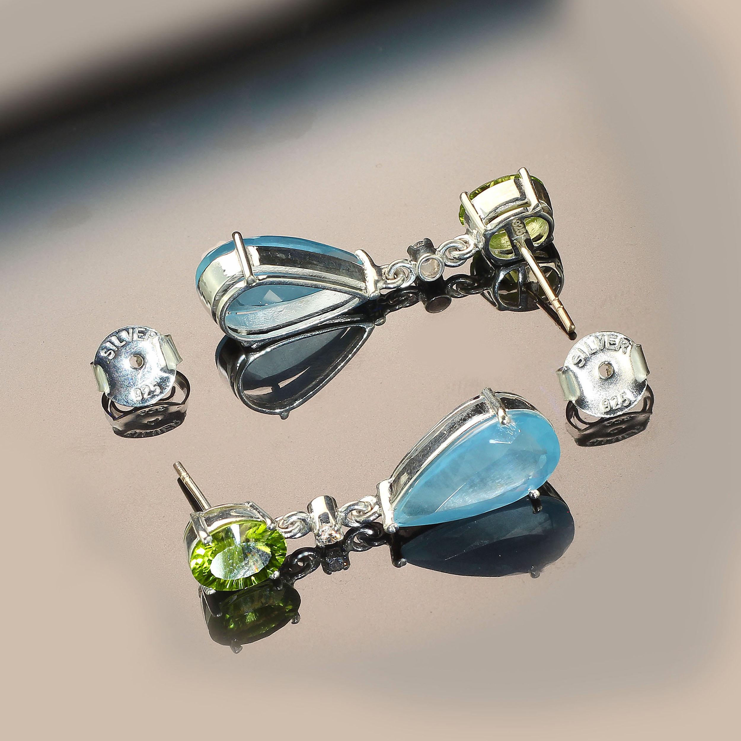 aquamarine and peridot earrings