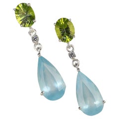 AJD Brazilian Aquamarine and Peridot Dangle Earrings