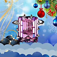 AJD Brazilian Emerald Cut Amethyst in Sterling Silver Ring   February Birthstone