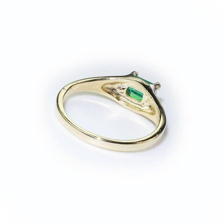 Women's AJD Brazilian Emerald Cut Emerald in 14K Yellow Gold Ring May Birthstone