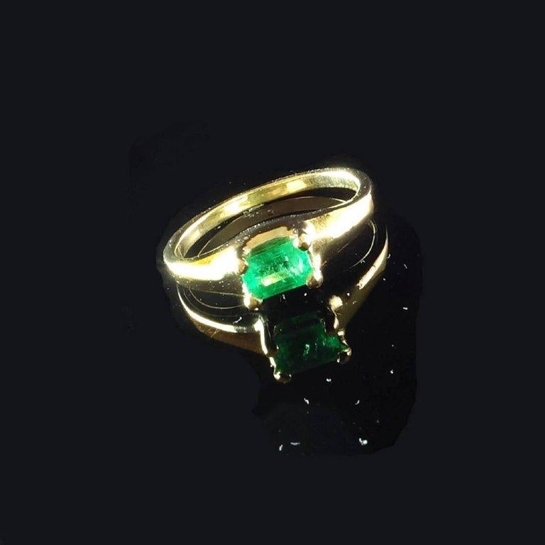 AJD Brazilian Emerald Cut Emerald in 14K Yellow Gold Ring May Birthstone 1