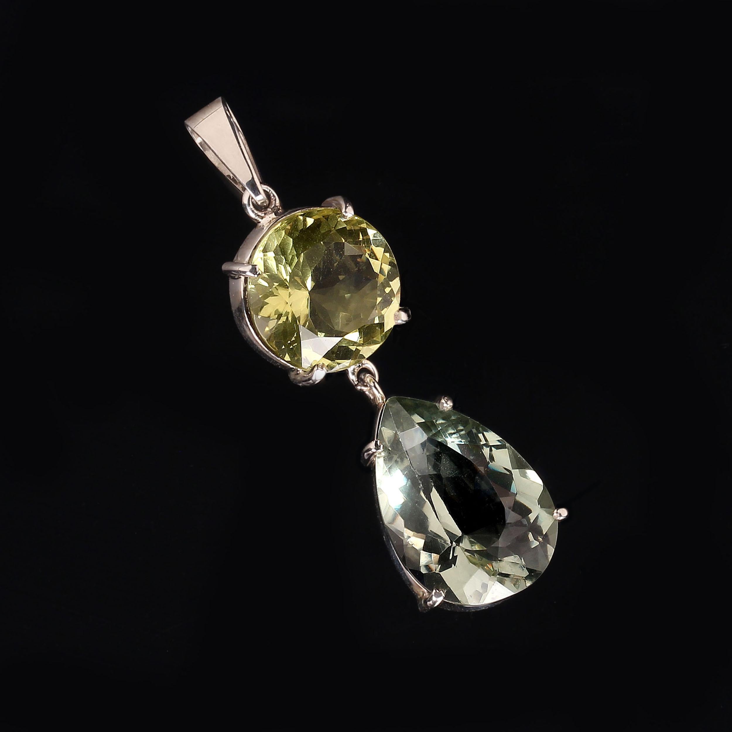AJD Ciondolo di gemme brasiliane di quarzo limone e praziolite  Grande regalo! in vendita 2