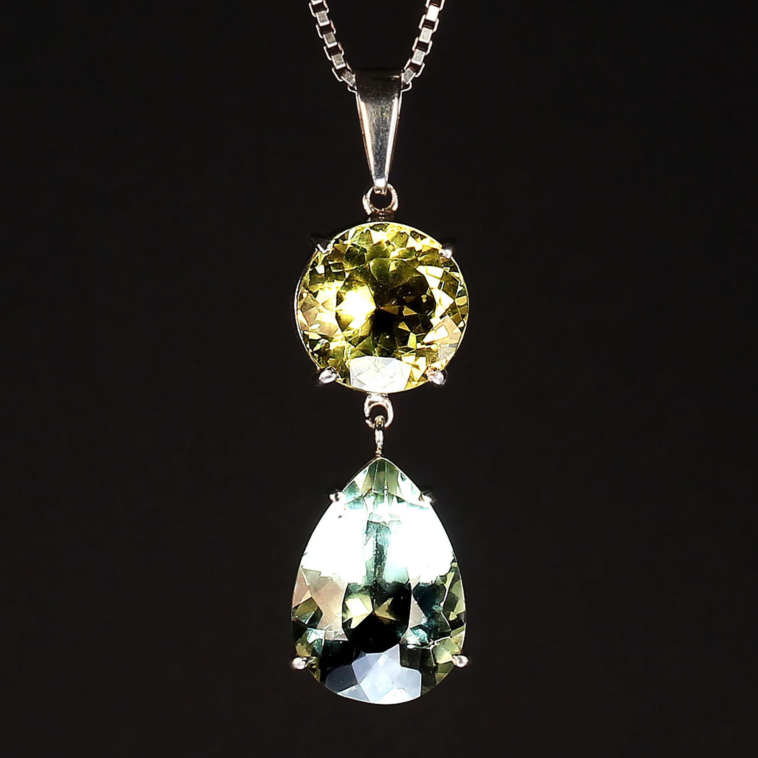 AJD Ciondolo di gemme brasiliane di quarzo limone e praziolite  Grande regalo! in vendita 3