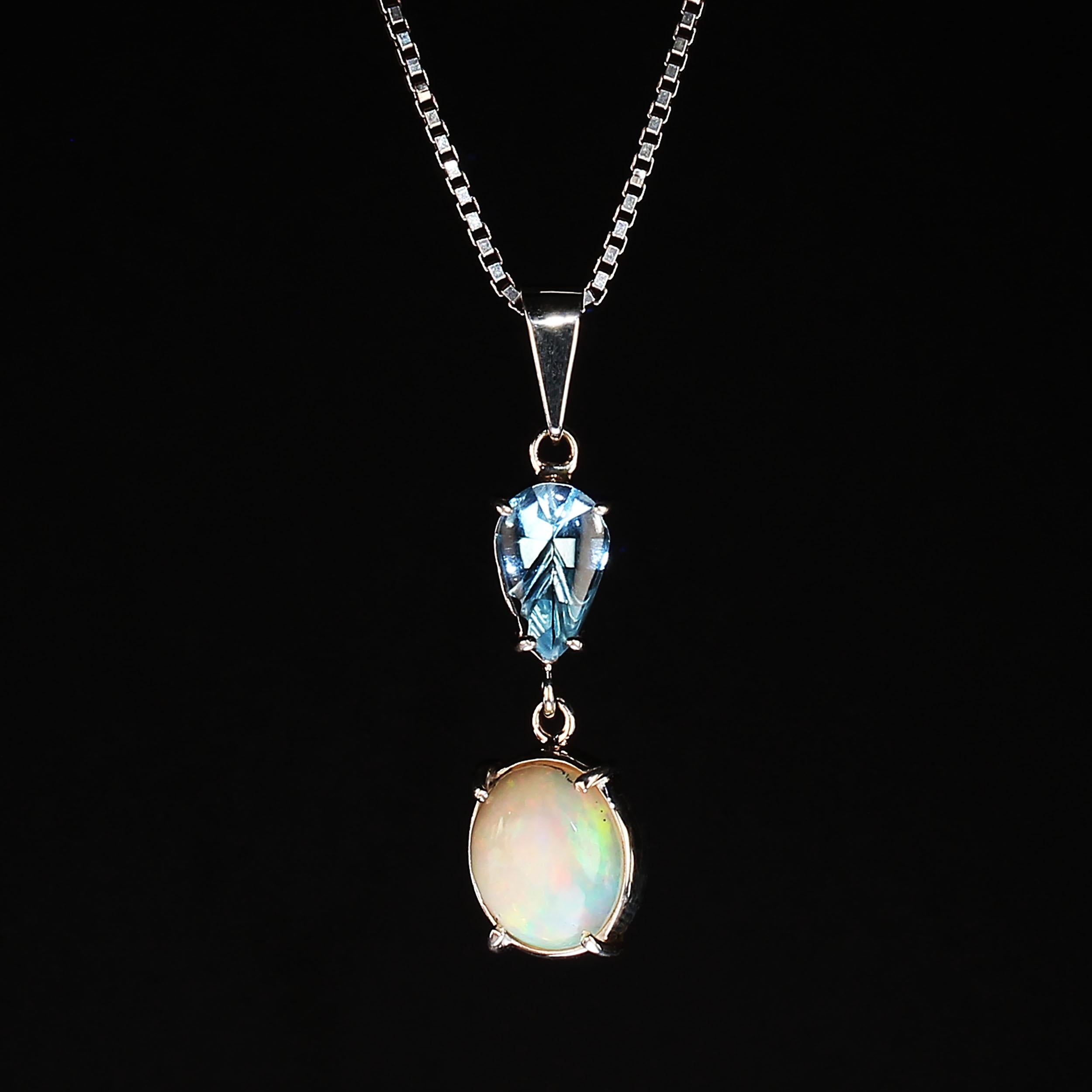 opal and blue topaz necklace
