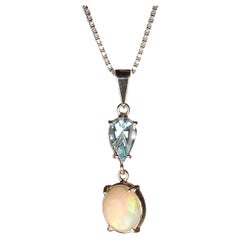 AJD Brazilian Opal and Blue Topaz Pendant in Sterling Silver  Great Gift!