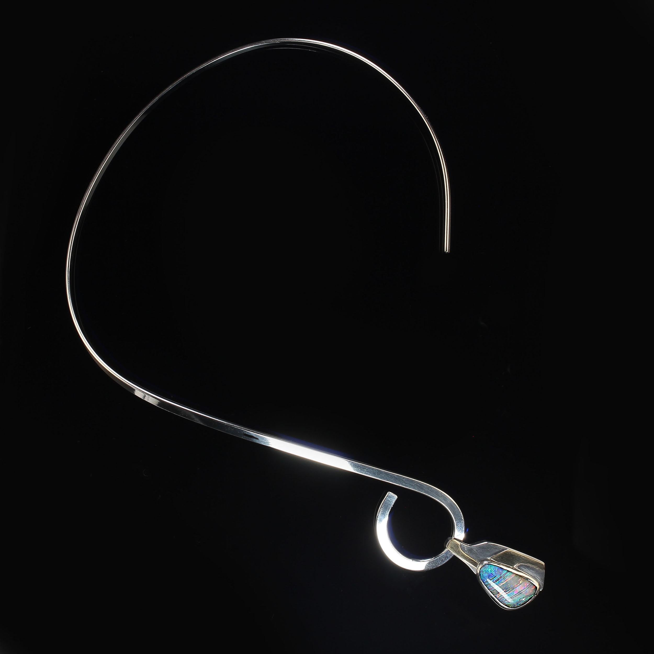AJD Pendentif unique en argent sterling et or 18 carats en vente 1