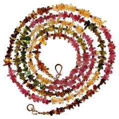  AJD 37 Inch Brilliant Brazilian Gemstone Chip Necklace