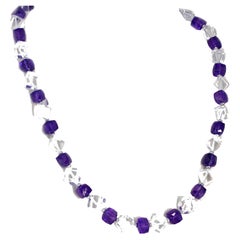 AJD Brilliantly e Glittering Natural Quartz Crystals & Amethyst 20 1/4"  Necklac