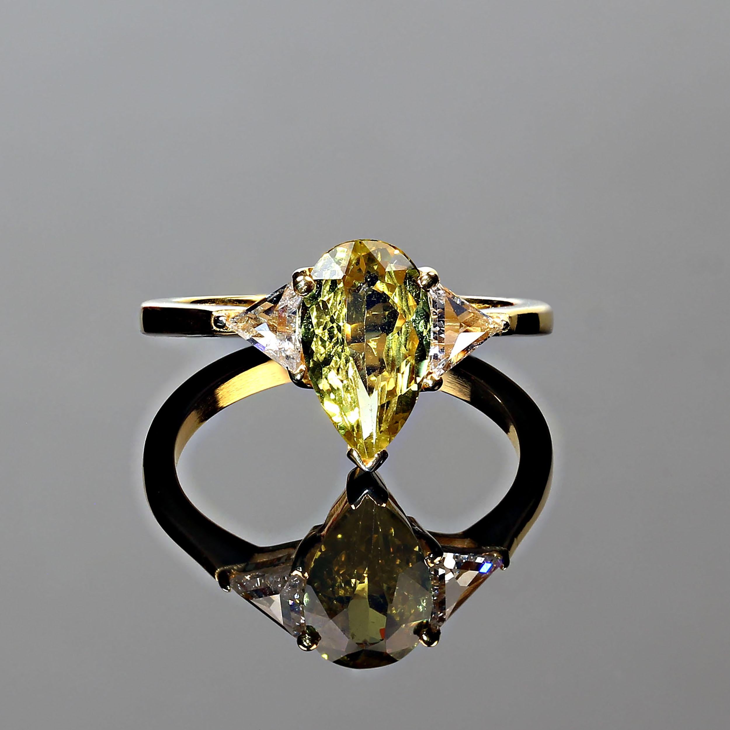 AJD Captivating Chrysoberyl and Diamond in Gold Rhodium on Sterling Silver Ring For Sale 2