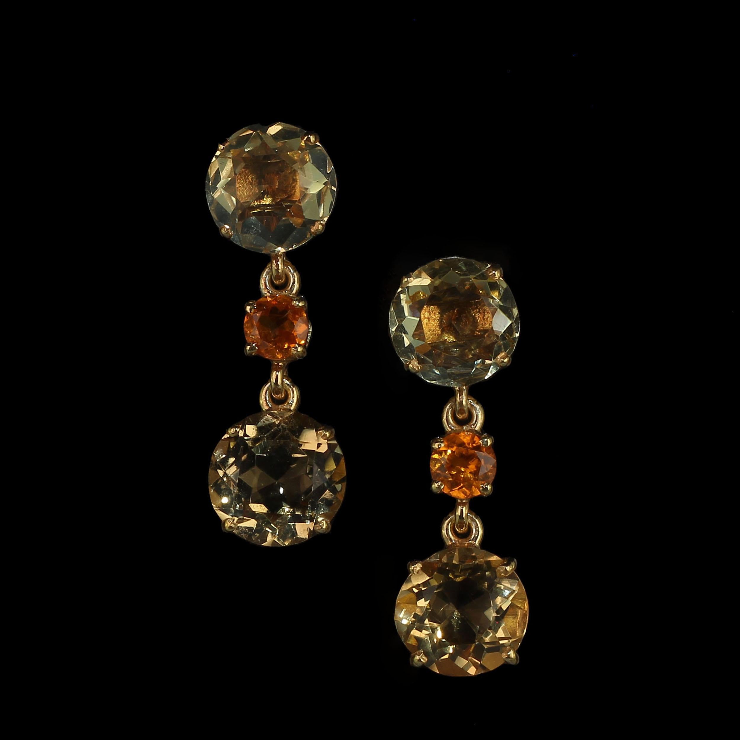 Artisan AJD Citrines and More Citrines Dangle Earrings in Gold