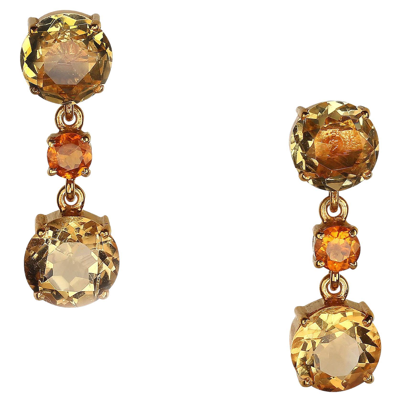 AJD Citrines and More Citrines Dangle Earrings in Gold
