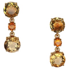 AJD Citrines and More Citrines Dangle Earrings in Gold