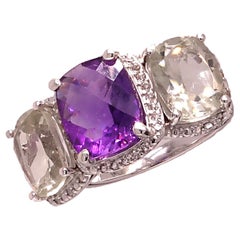 AJD Cocktail Ring of Amethyst & Praziolite in Silver   February Birthstone