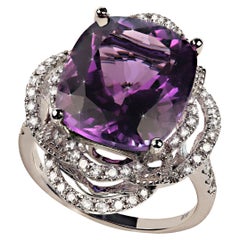 AJD Cocktail ring of sparkling Amethyst and Diamonds